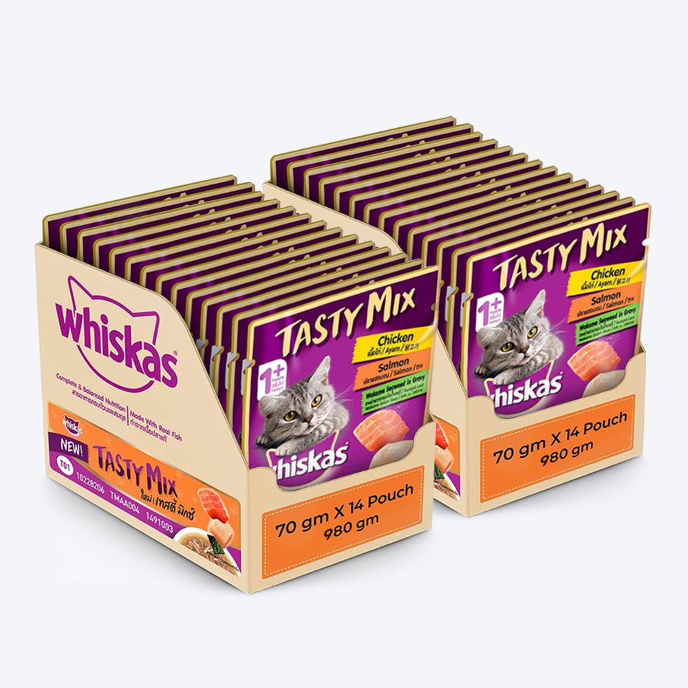Whiskas Chicken With Salmon Wakame Seaweed Adult Wet Food For Cat - 28x70 gm_01
