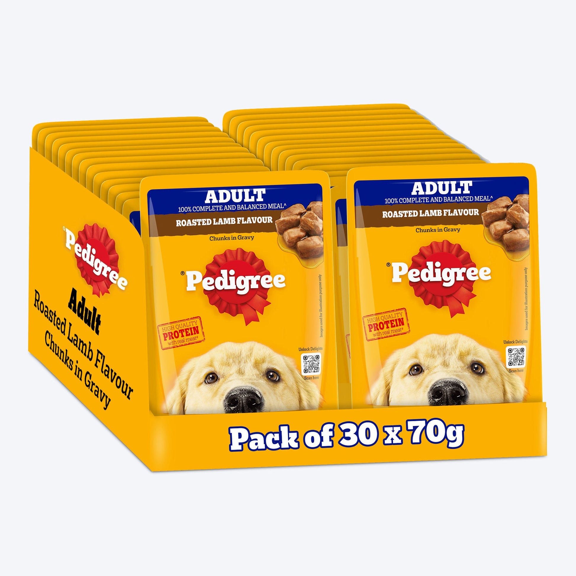 Pedigree Roasted Lamb Chunks In Gravy Adult Dog Wet Food - 70 gm - Heads Up For Tails