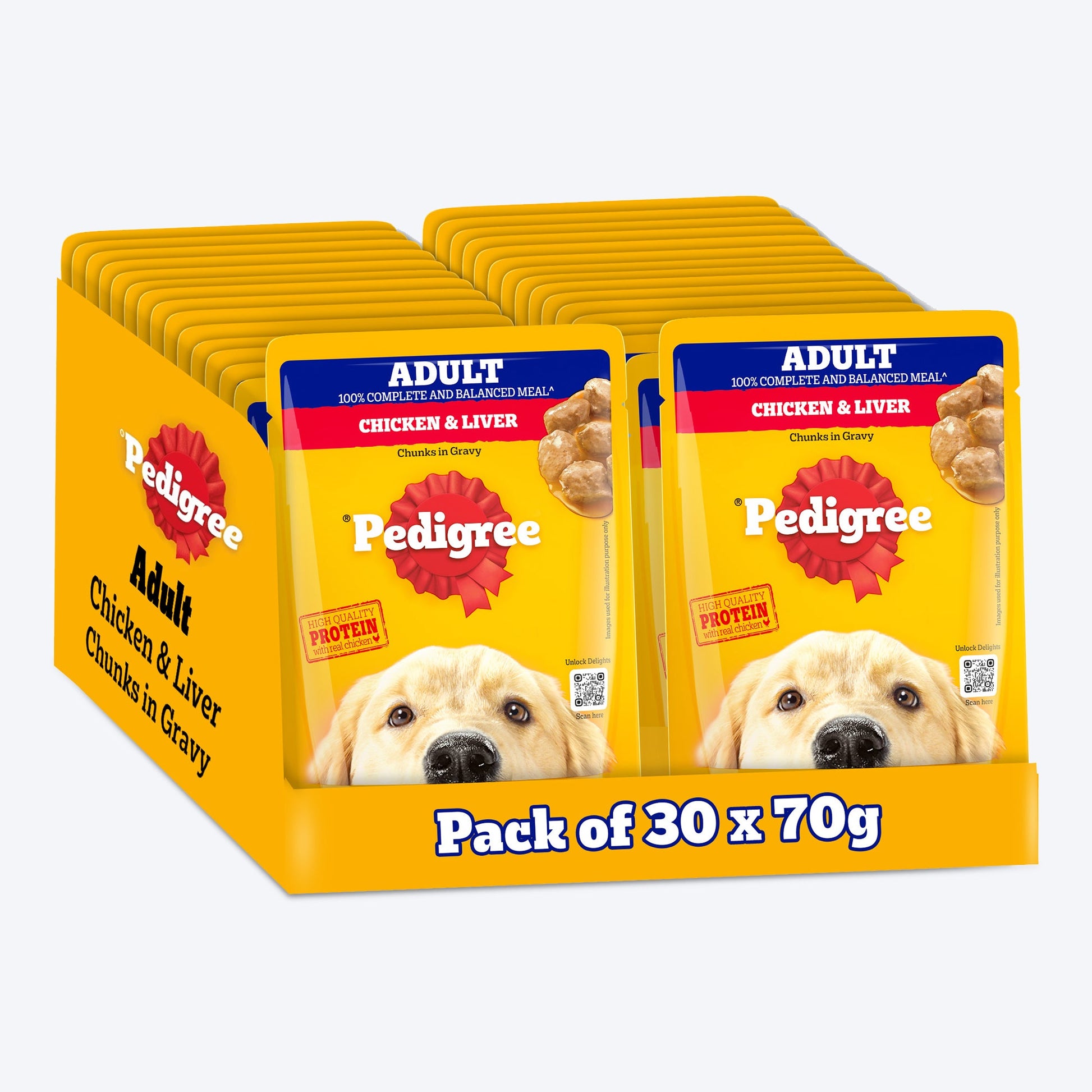 Pedigree Chicken & Liver Chunks in Gravy Adult Wet Dog Food - 70 g packs - Heads Up For Tails