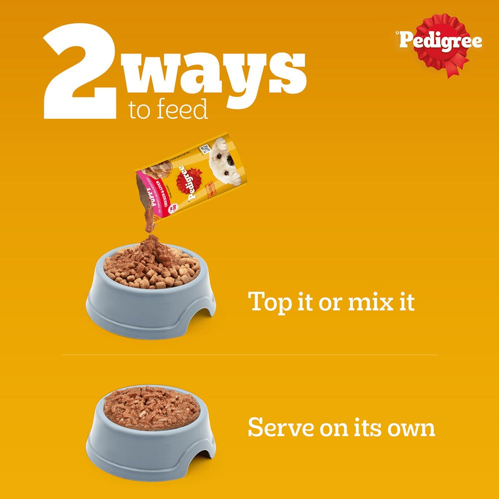Pedigree Chicken & Liver Chunks In Gravy Puppy Wet Food - 130 g - Heads Up For Tails