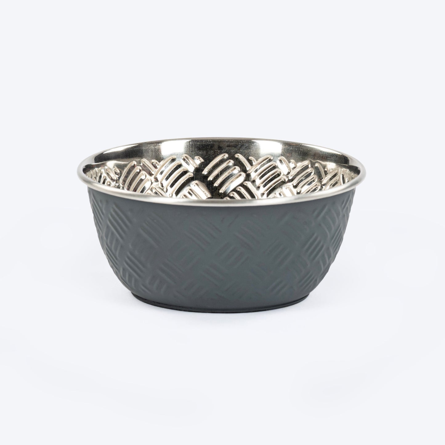 HUFT Sniff N' Snack Embossed Steel Bowl For Dogs - Grey - Heads Up For Tails