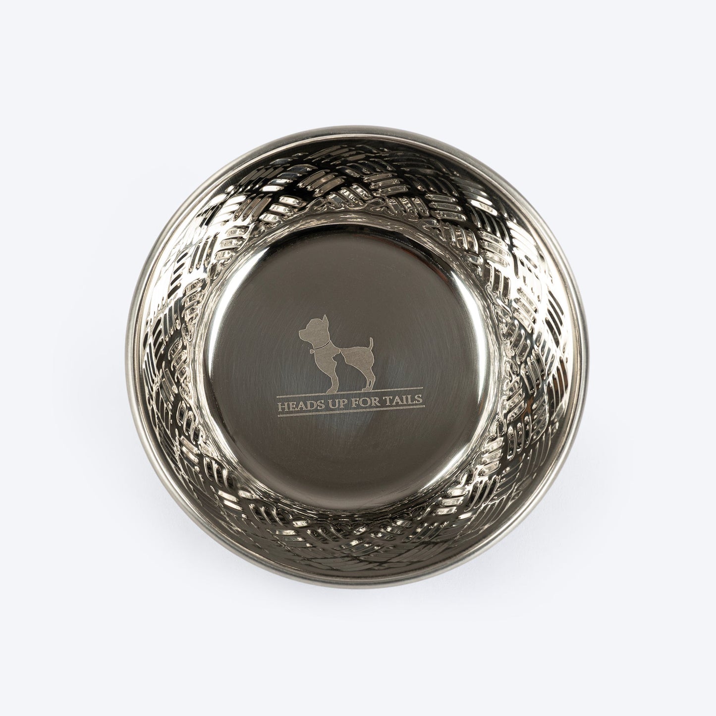 HUFT Sniff N' Snack Embossed Steel Bowl For Dogs - Grey - Heads Up For Tails