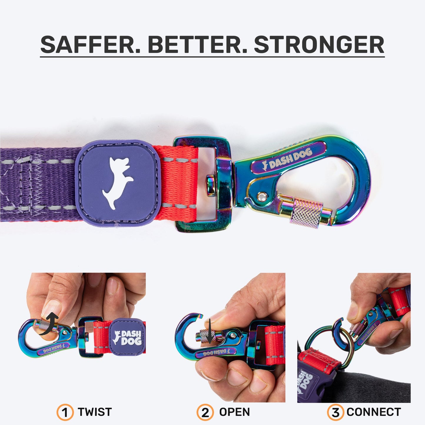 Dash Dog Dual Handle Leash For Dog - Red & Purple