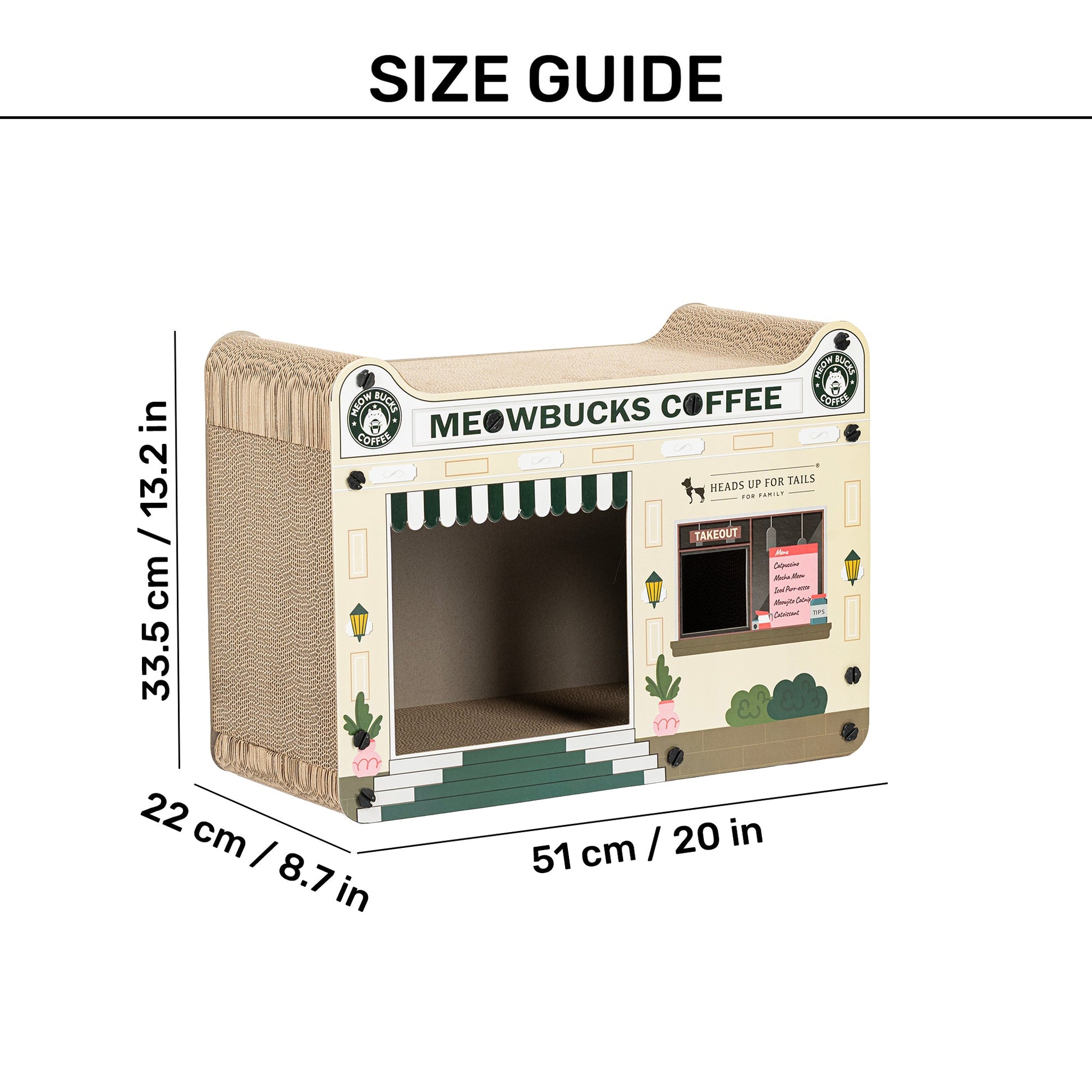 HUFT Meowbucks Coffee Shop Scratcher For Cat - Multicolor - Heads Up For Tails