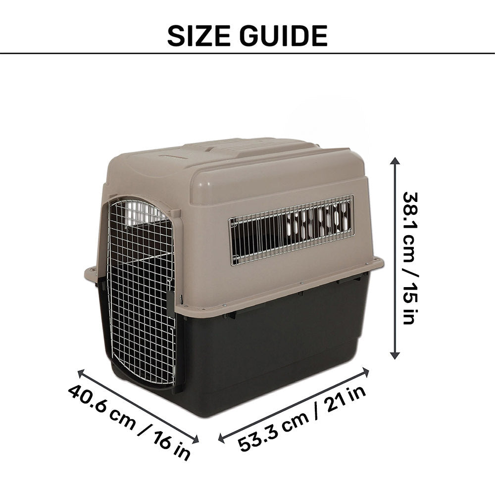 Petmate Ultra Vari Kennel For Dog & Cat - Taupe & Black - 21x16x15 inch - Heads Up For Tails
