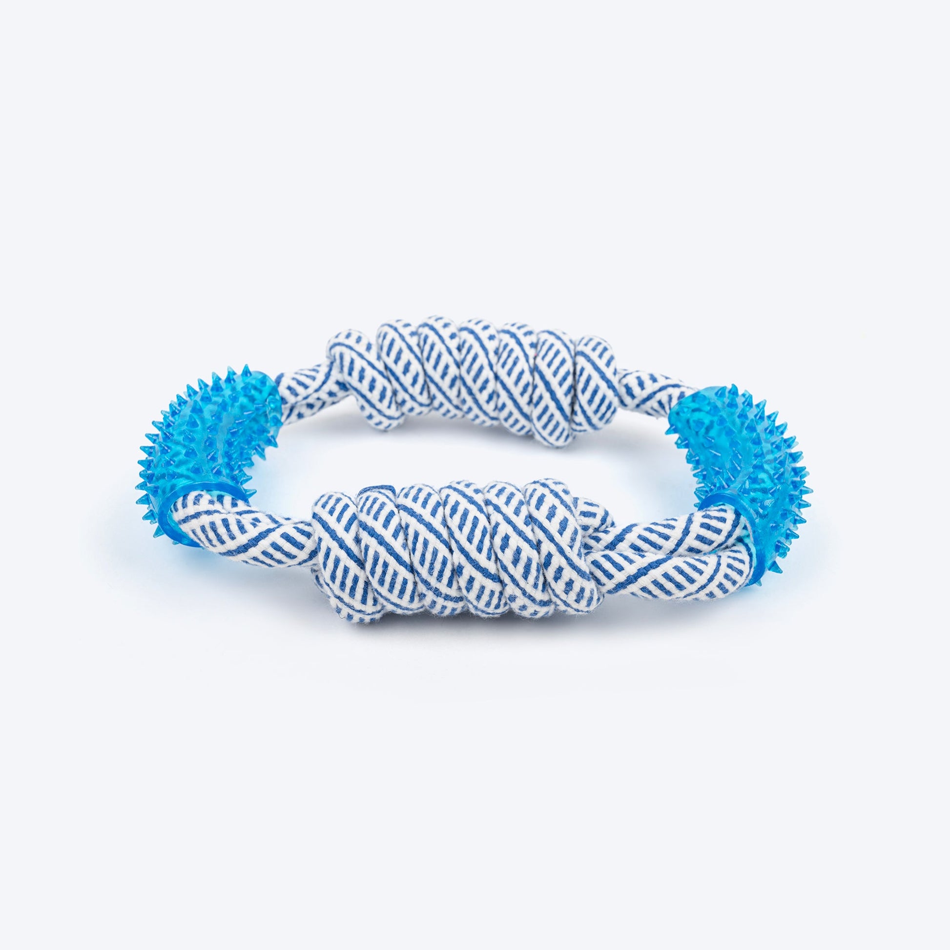TLC Rope & Spiny Handles Rope Toy For Dog - Navy & White - Heads Up For Tails