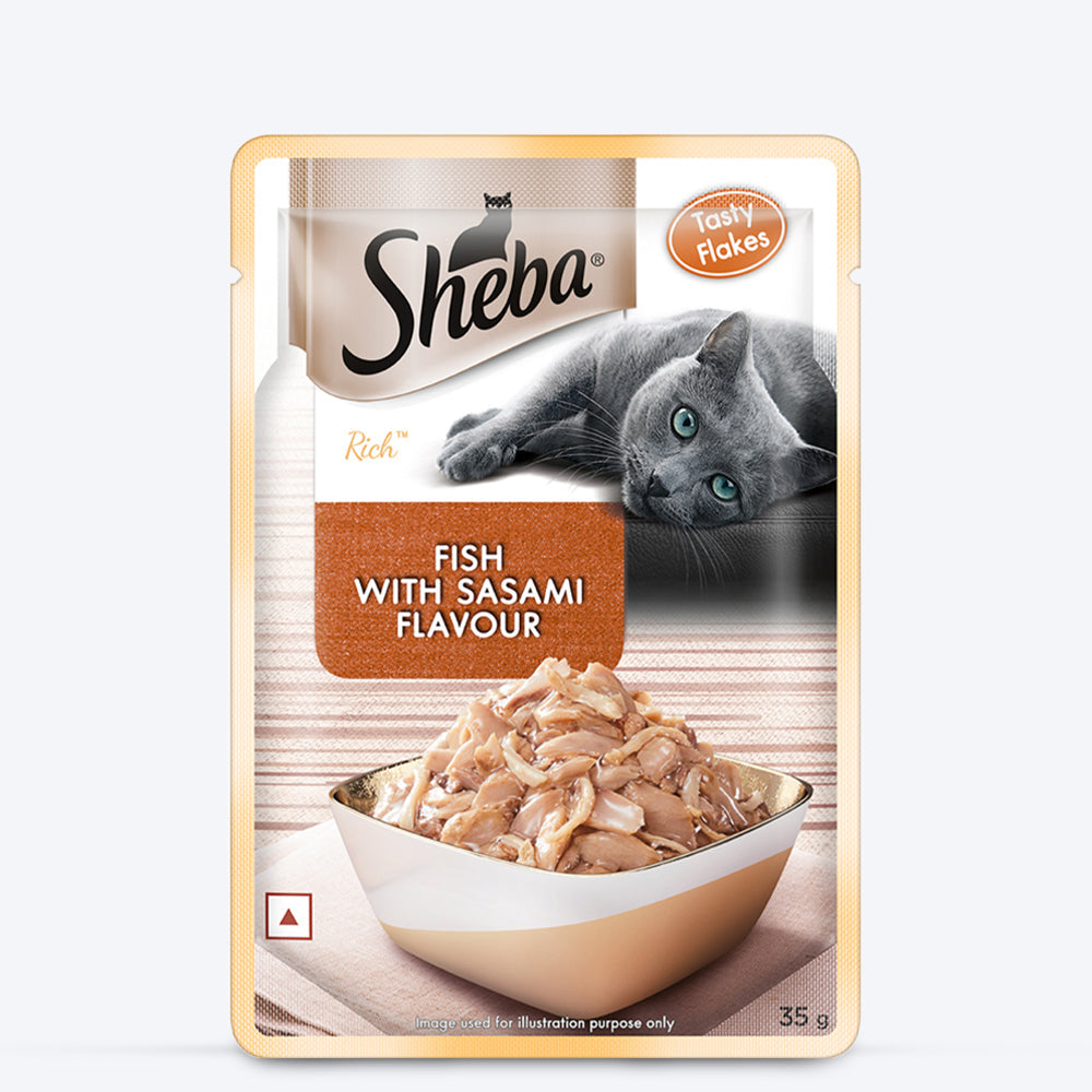 Sheba Fish with Sasami Adult Wet Cat Food - 35 gm Packs - Heads Up For Tails