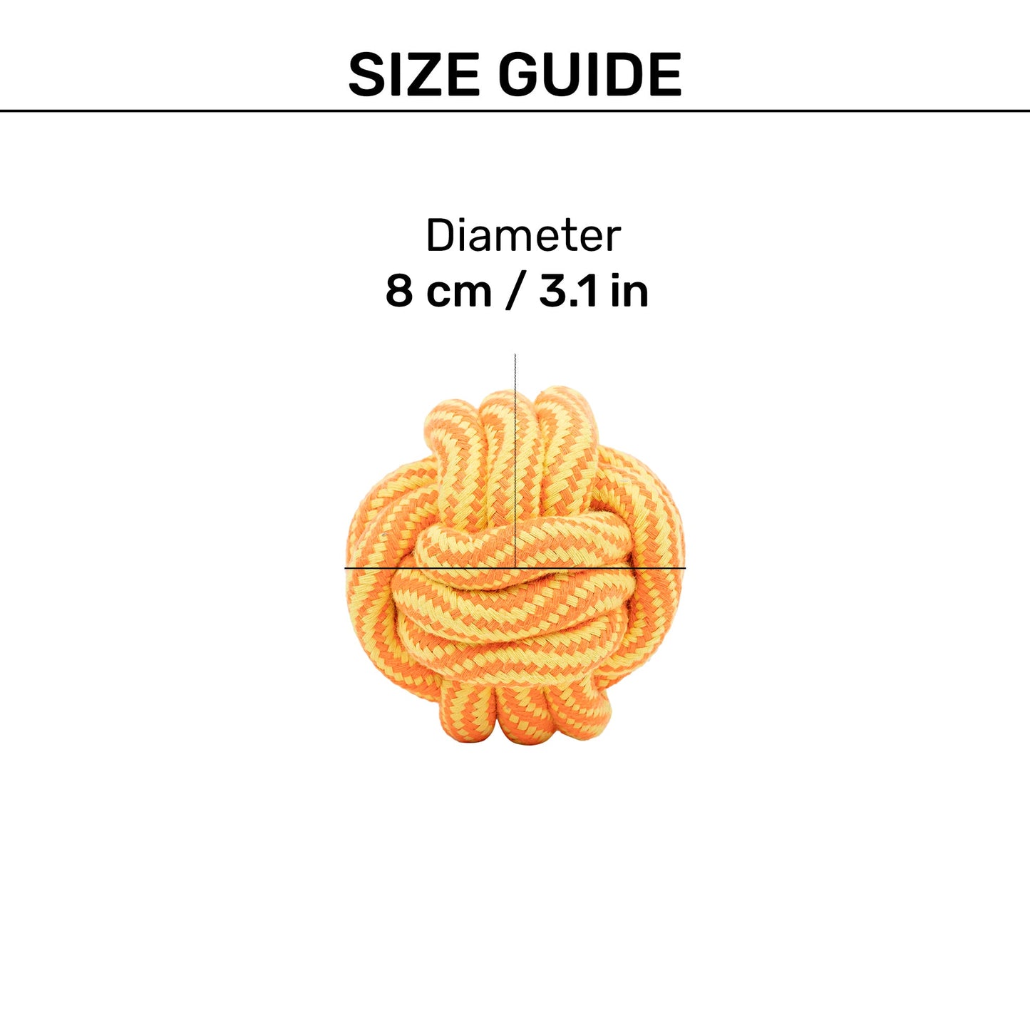 TLC Tug Knot Ball Rope Toy For Dog - Yellow & Orange - Heads Up For Tails