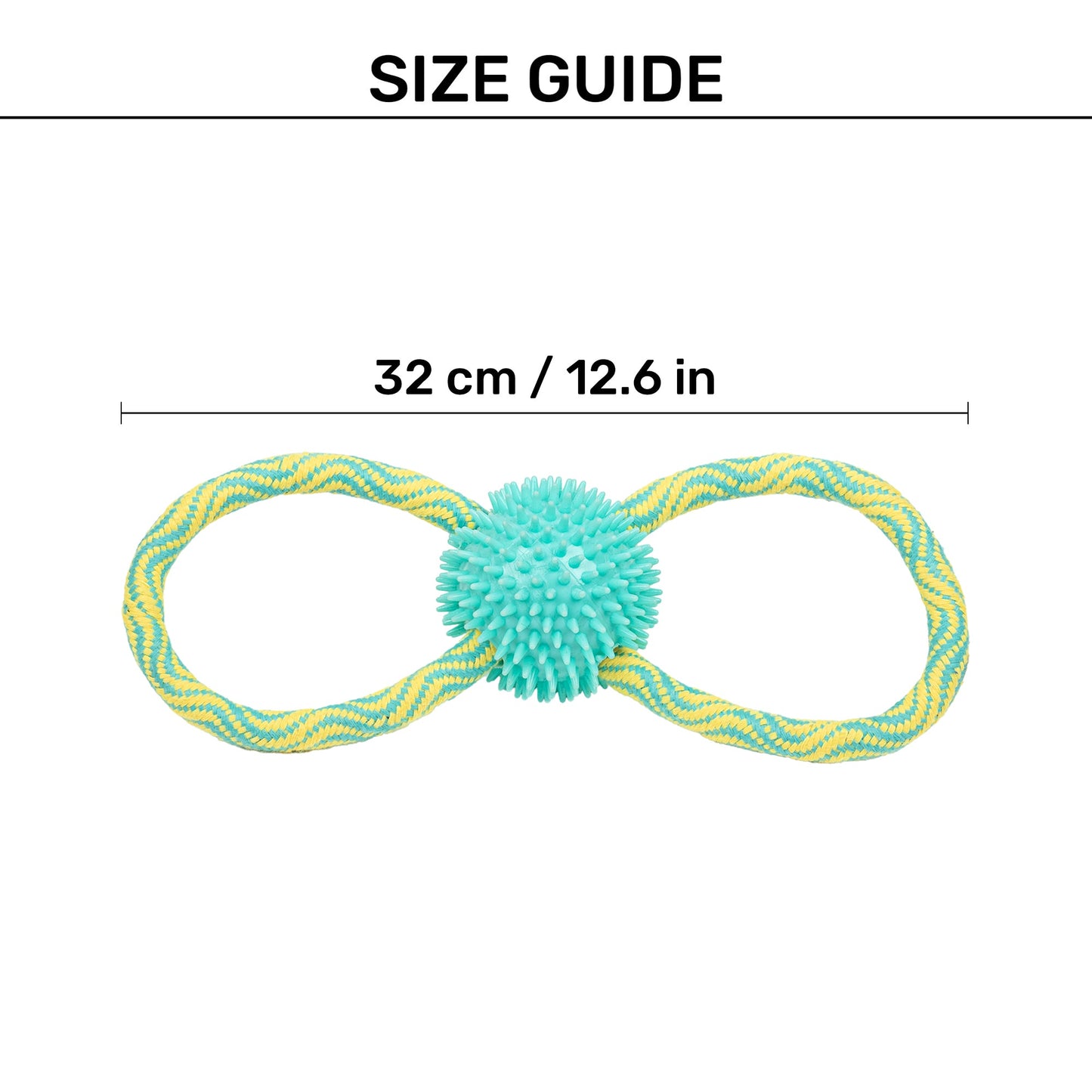 TLC Bite Loop Rope Toy For Dog - Yellow & Turquoise - Heads Up For Tails
