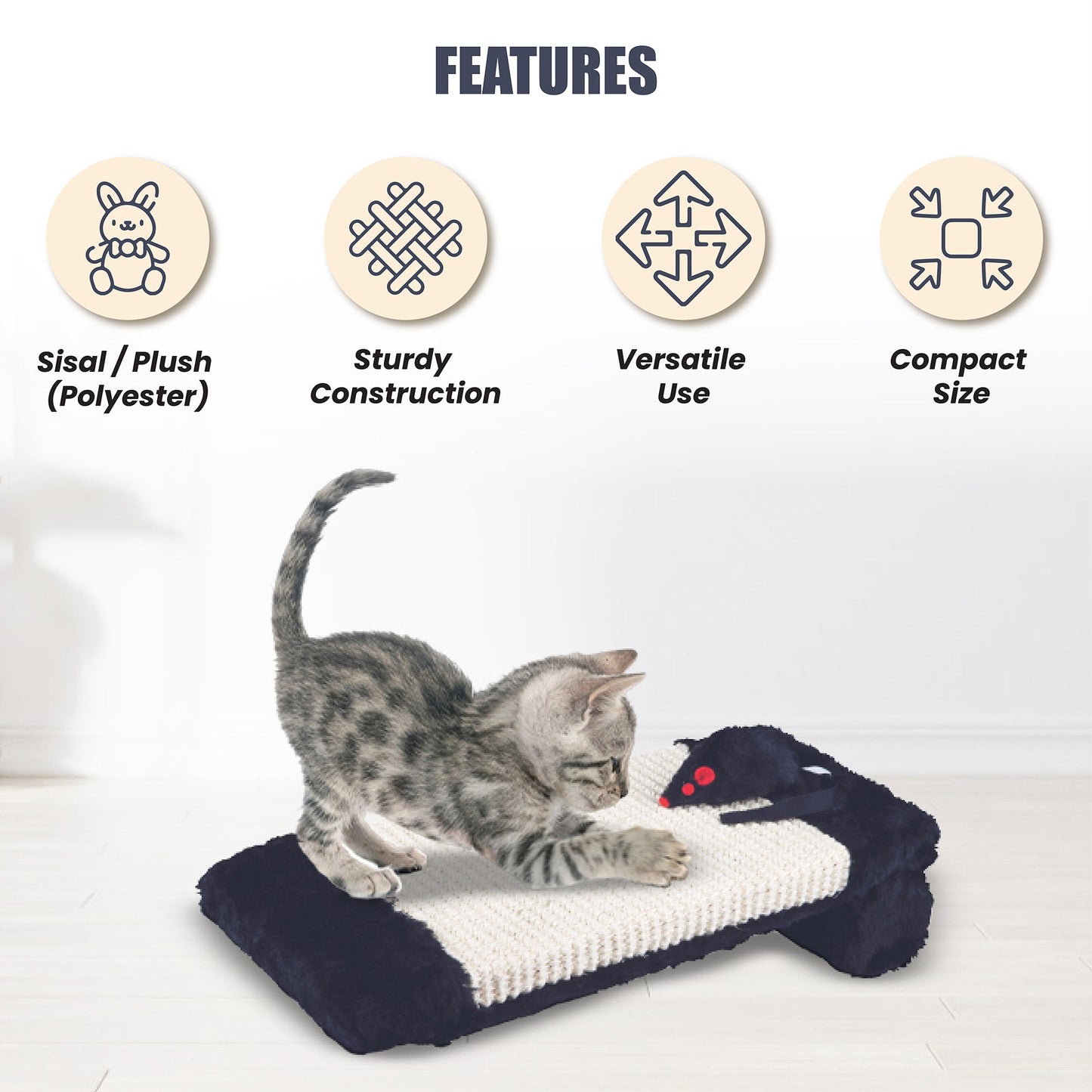 Trixie Scratching Board On A Roll With Catnip Cat Scratcher - Black - Heads Up For Tails