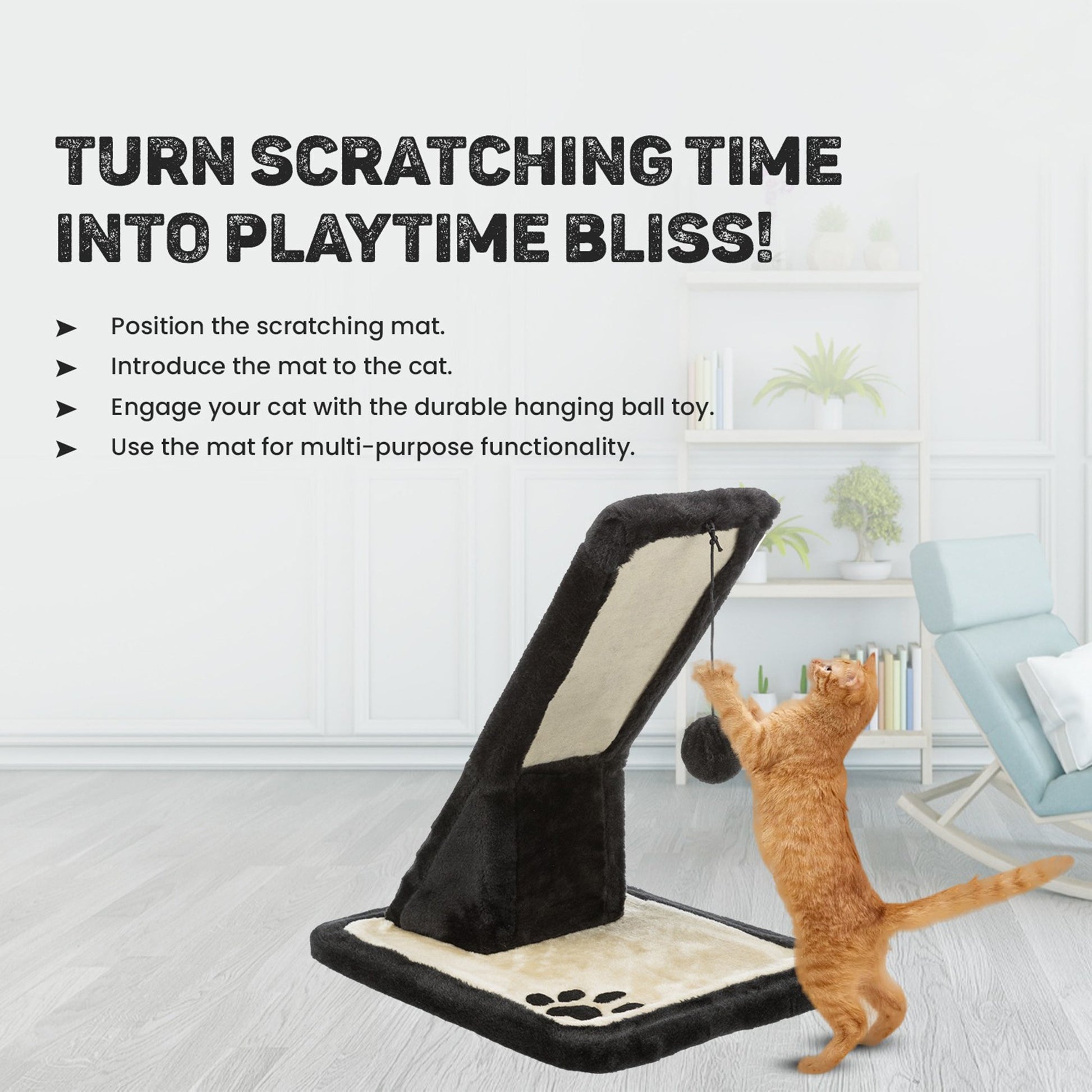 Trixie Scratching Cat Mat - Black & Cream - Heads Up For Tails