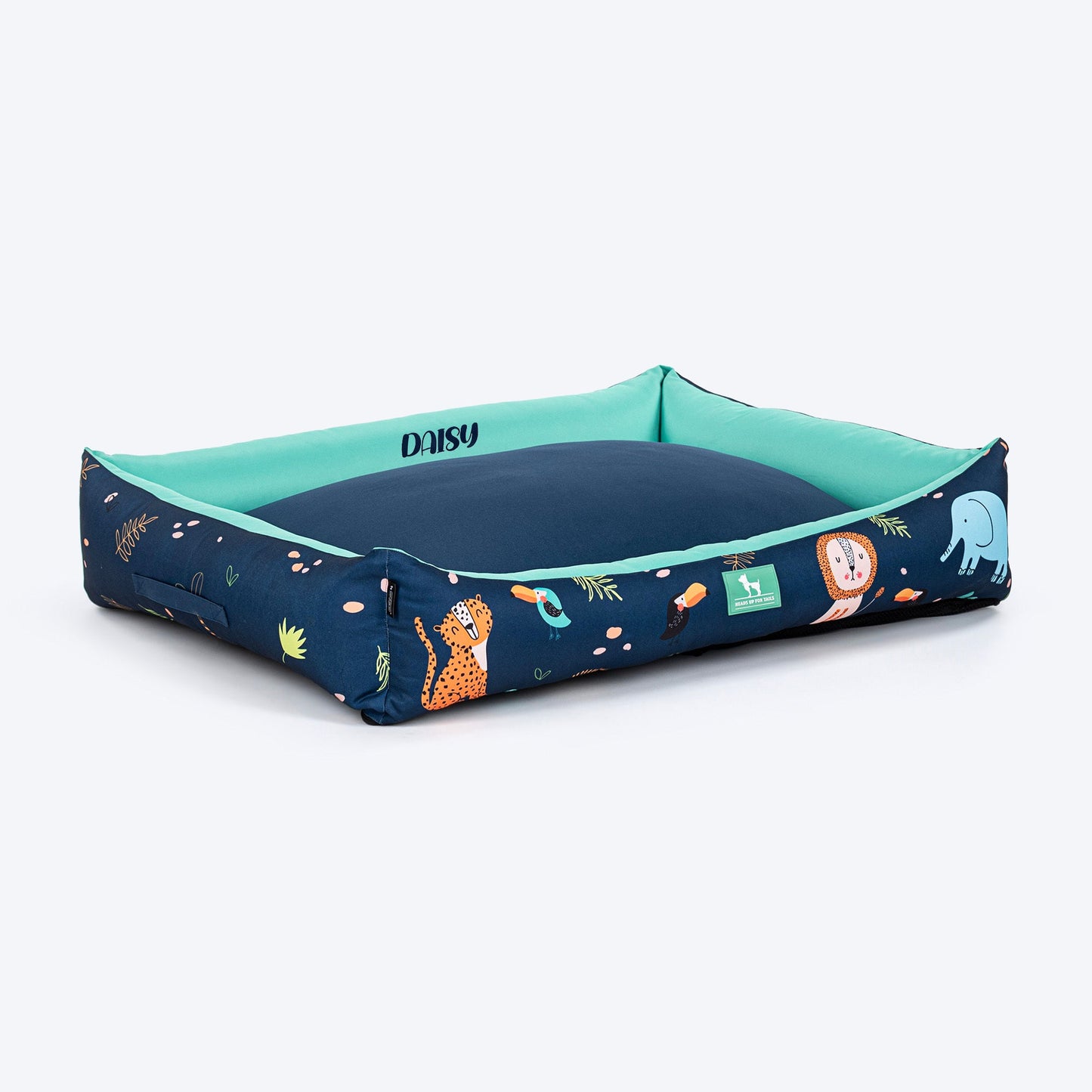 HUFT Personalised Jungle Dreams Lounger Bed For Dog - Blue - Heads Up For Tails