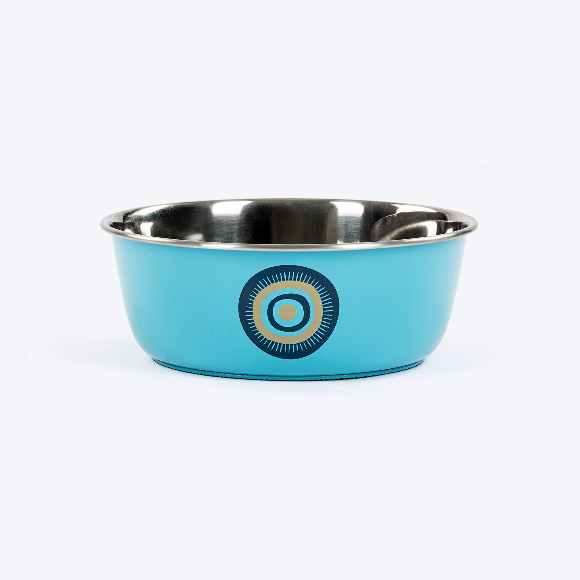 HUFT Evil Eye Printed Steel Bowl For Dog - Blue - Heads Up For Tails