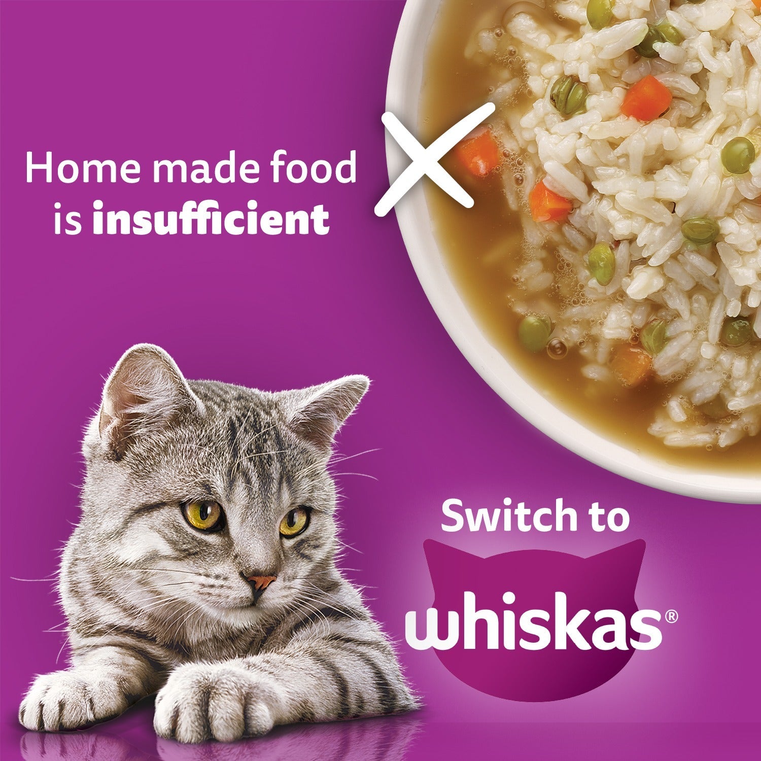 Whiskas Ocean Fish Wet Food For Adult Cat - 80 gm Pack - Heads Up For Tails