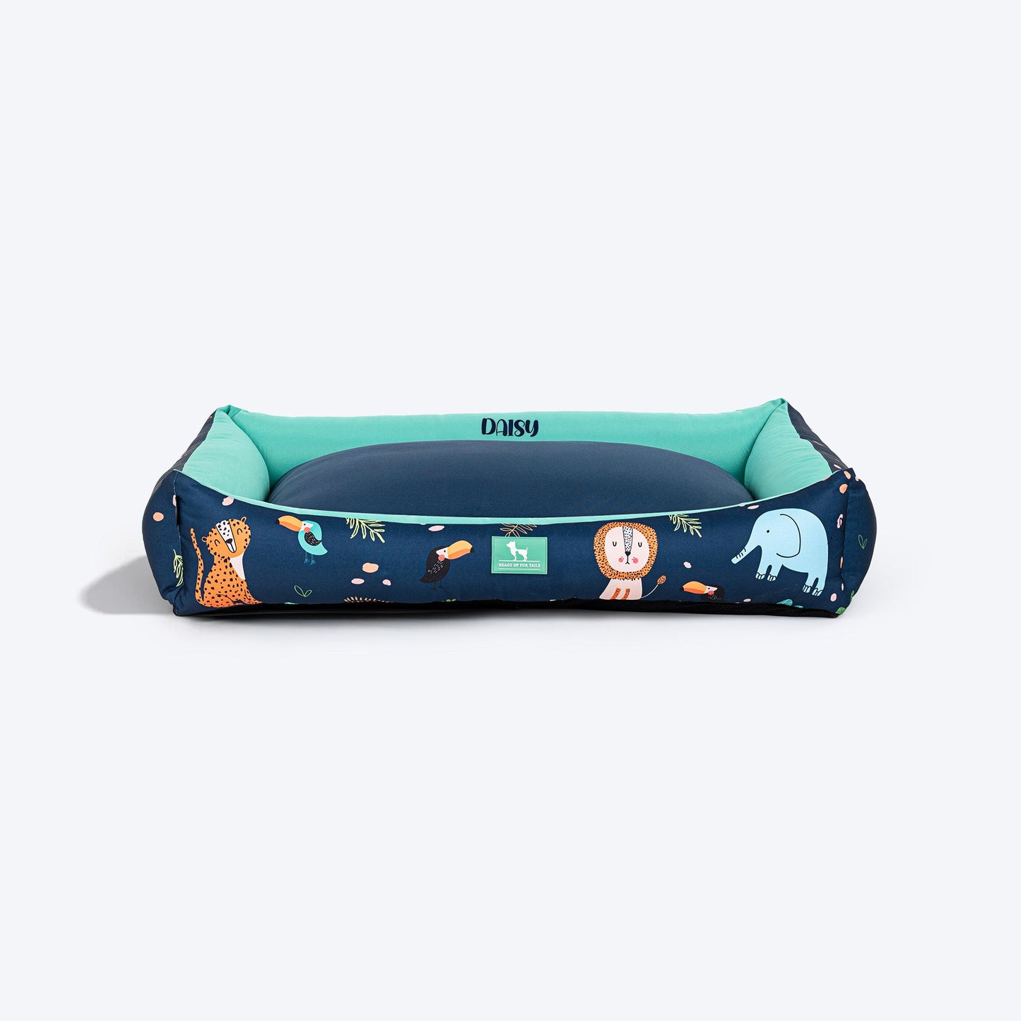 HUFT Personalised Jungle Dreams Lounger Bed For Dog - Blue - Heads Up For Tails
