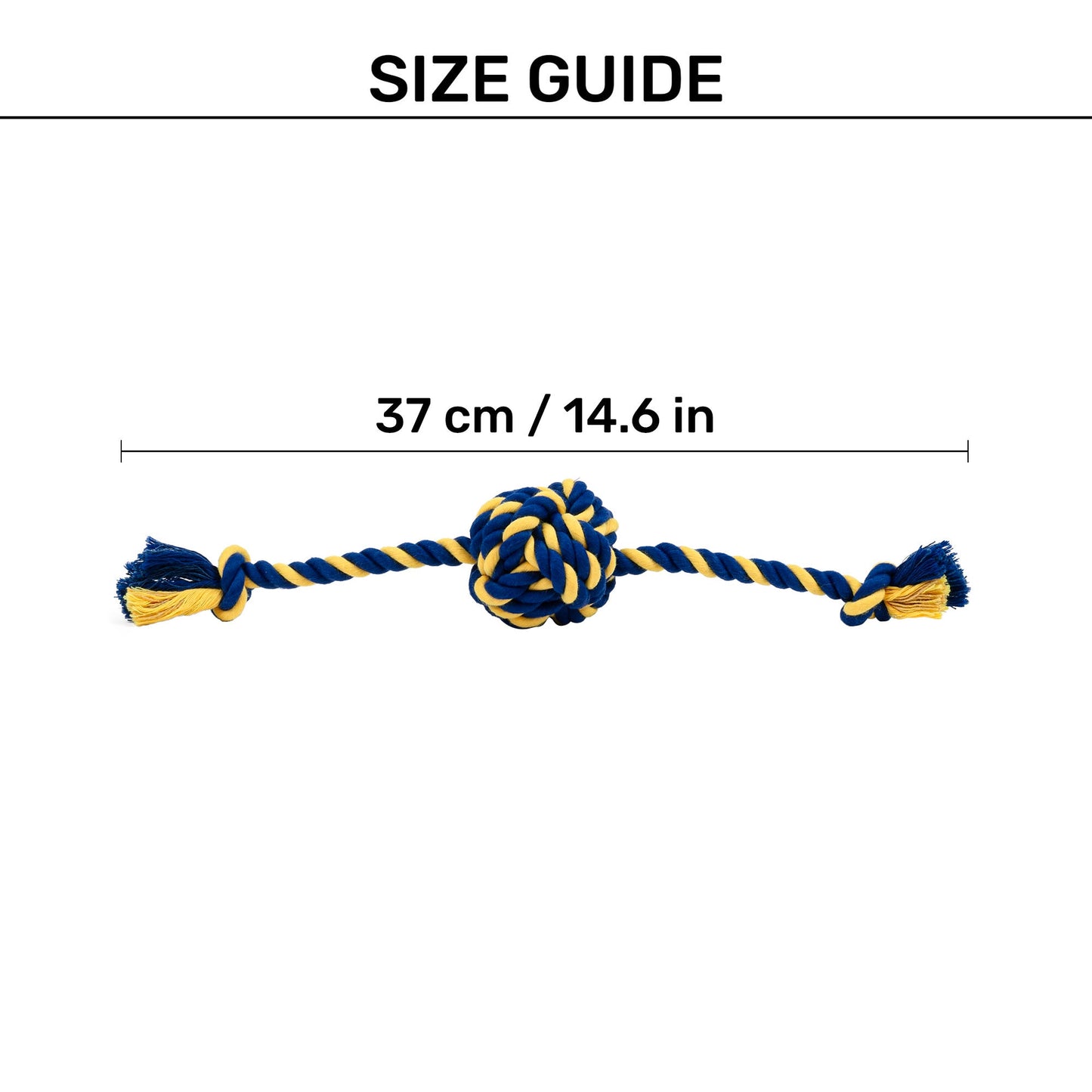 TLC Knot Ruff Rope Toy For Puppies & Small Dog - Yellow & Blue - Heads Up For Tails