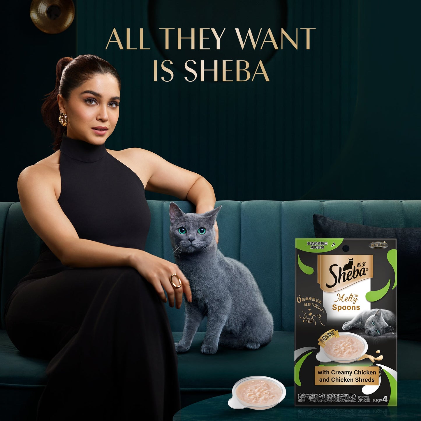 Sheba Melty Spoons Creamy Chicken & Chicken Shreds Treat For Cat - 40 gm Packs - Heads Up For Tails