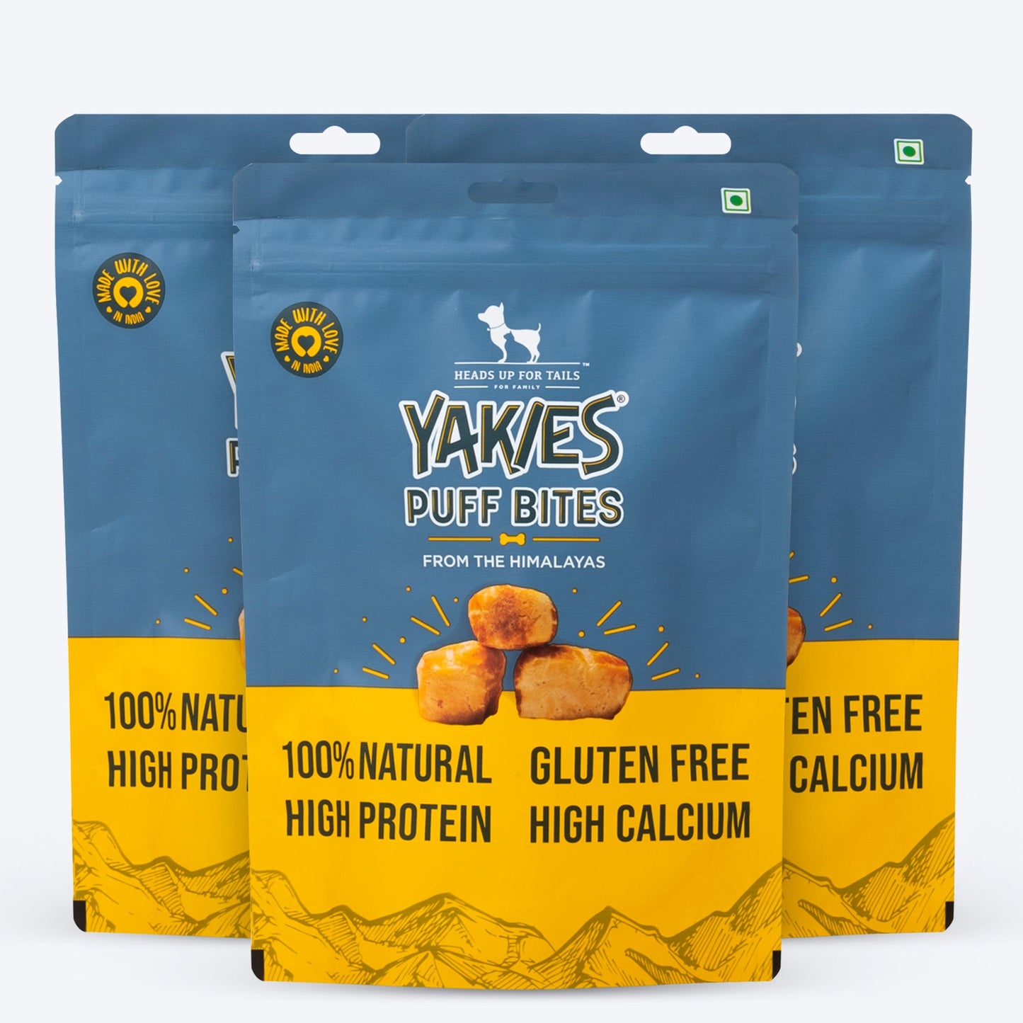 HUFT Yakies Puff Bites 100% Natural Gluten Free Dog Treats - 70 gm - Heads Up For Tails