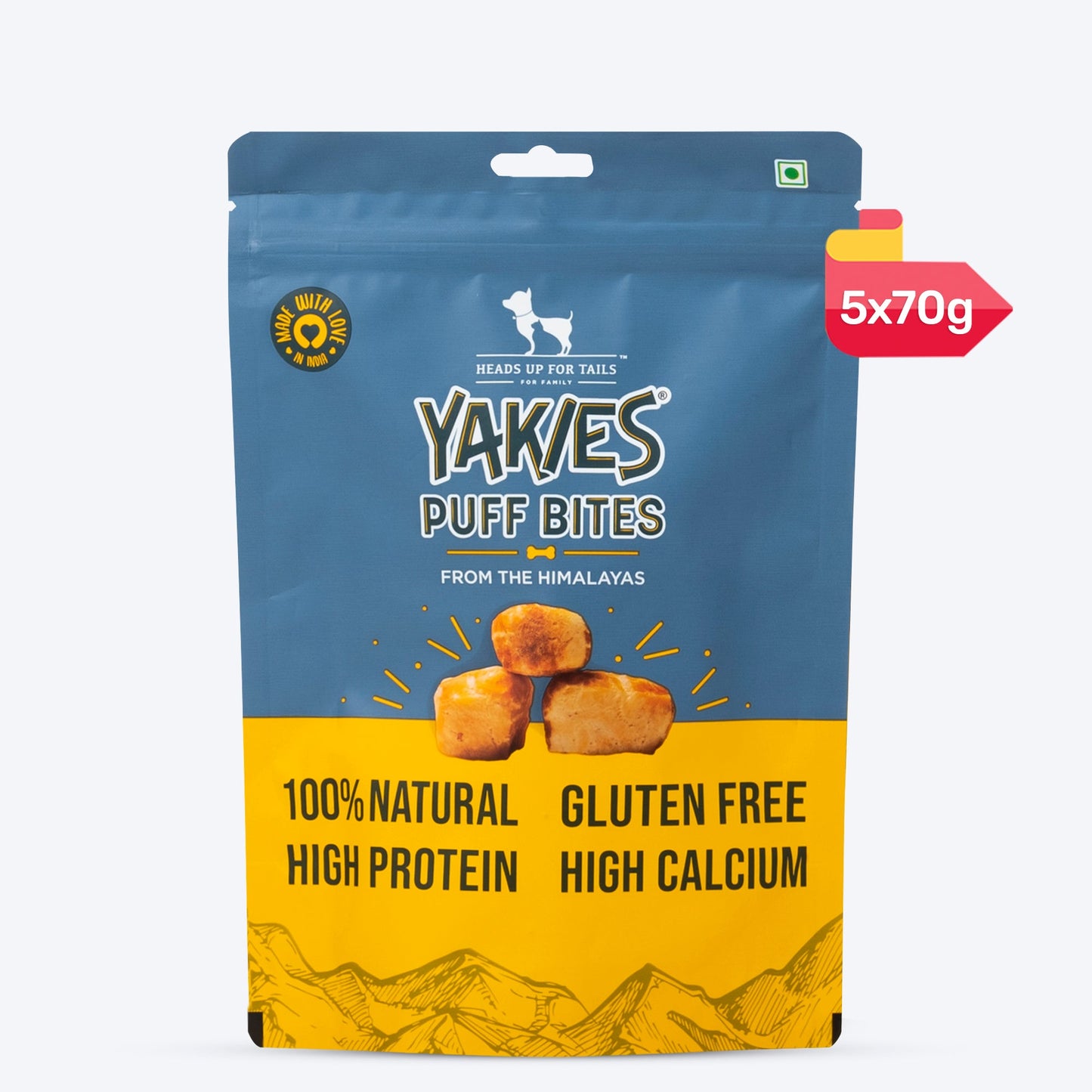 HUFT Yakies Puff Bites 100% Natural Gluten Free Dog Treats - 70 gm - Heads Up For Tails
