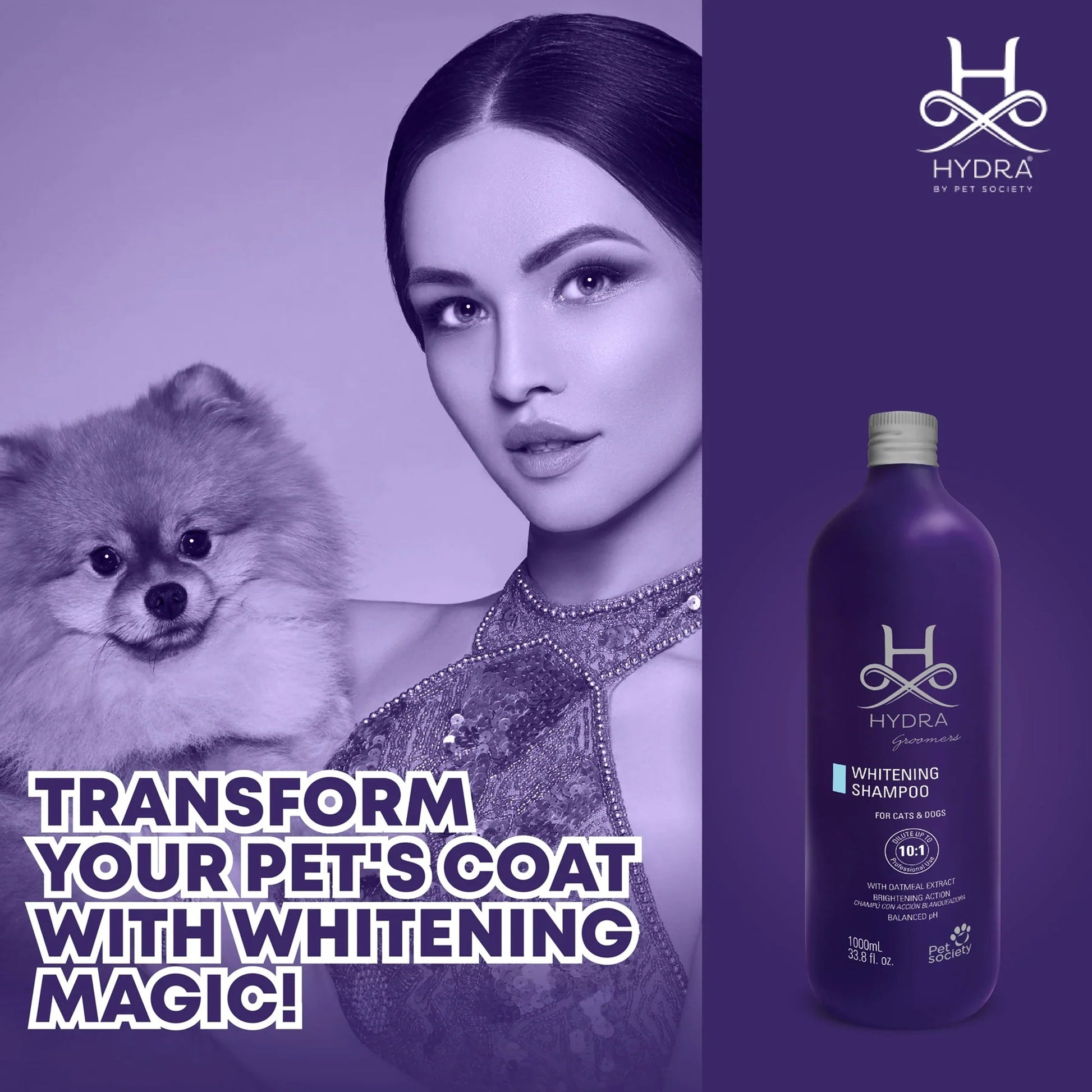 Hydra Groomers Whitening Shampoo For Dog & Cat - 1 Ltr - Heads Up For Tails