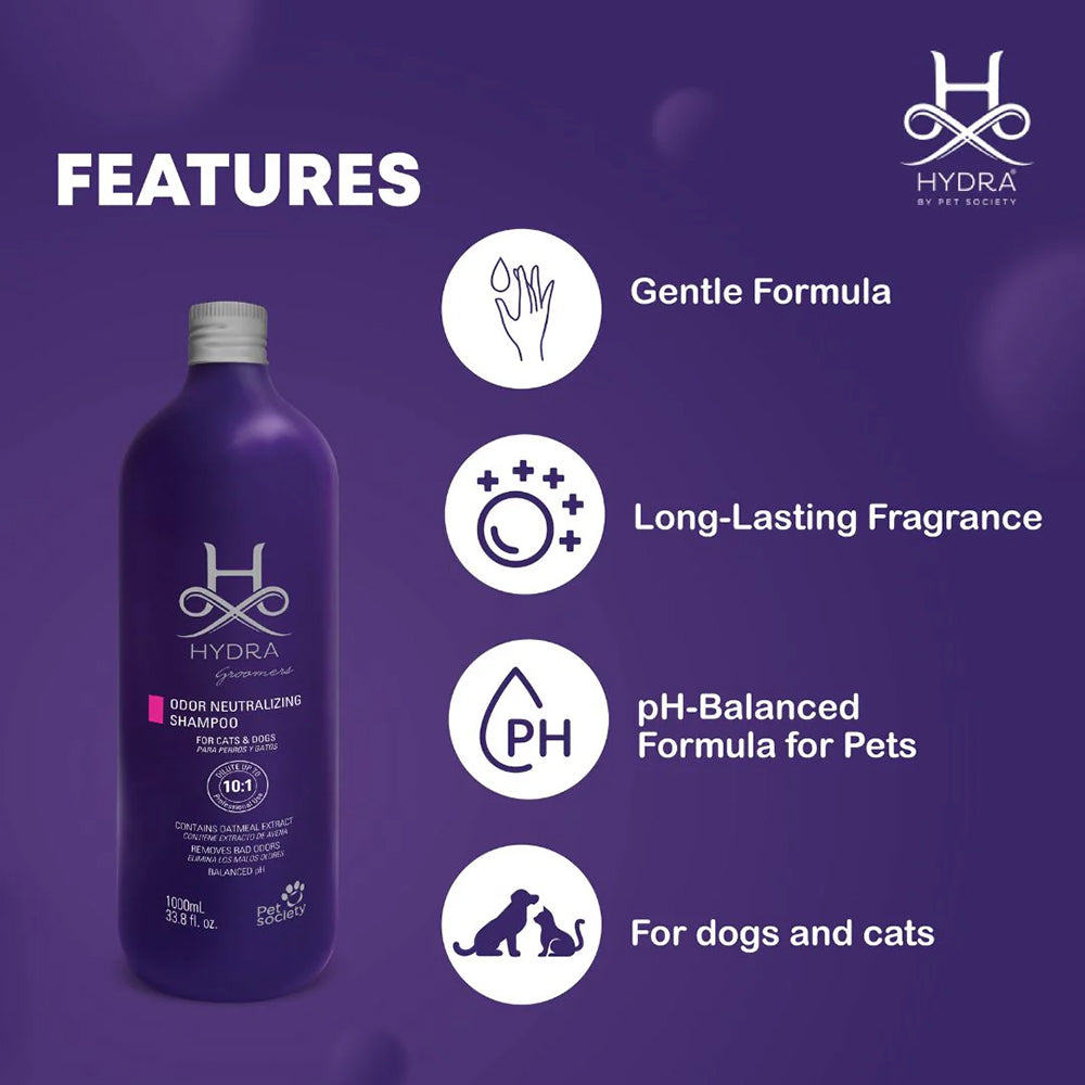 Hydra Groomers Odor Neutralizing Shampoo For Dog & Cat - 1 Ltr - Heads Up For Tails