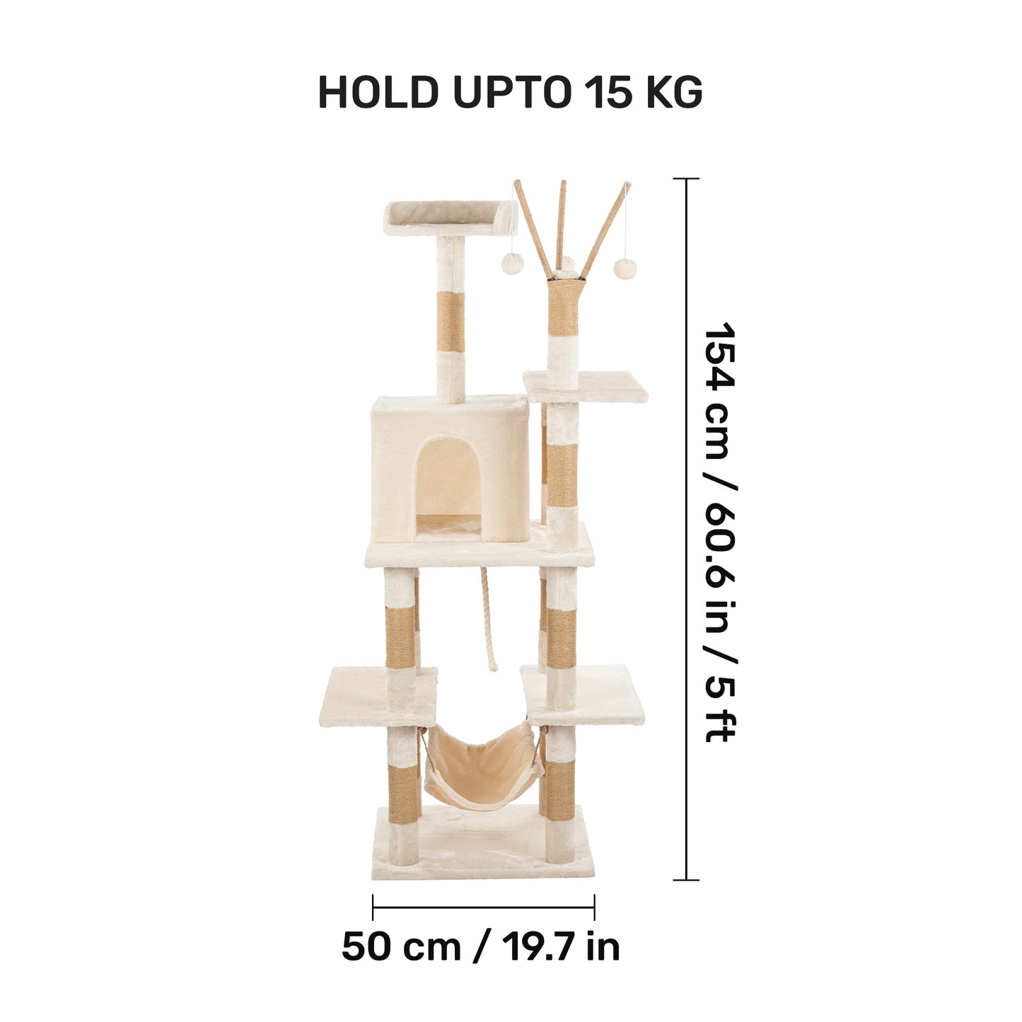 HUFT Purrch Paradise Multipurpose Cat Tree - Beige - Heads Up For Tails