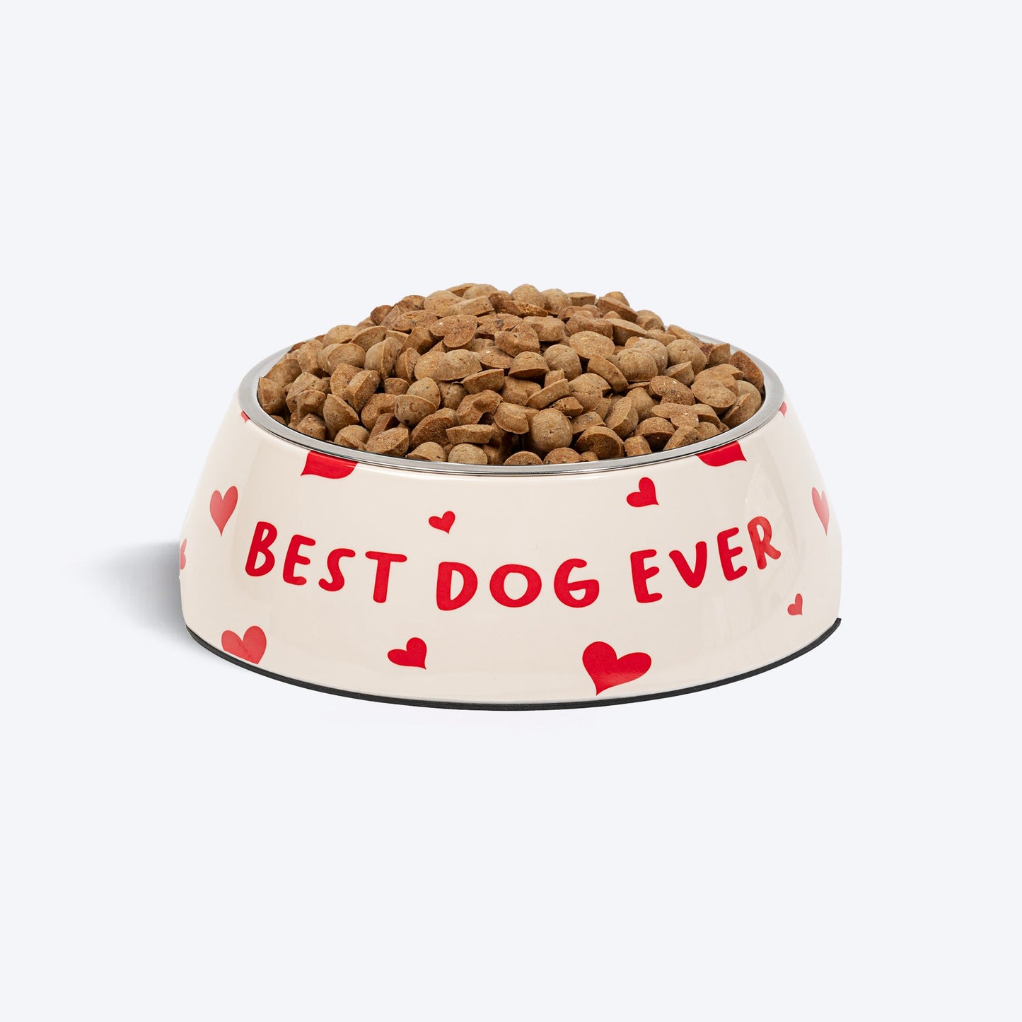HUFT Best Dog Ever Printed Melamine Bowl With Steel Inserts For Dog - Beige - Heads Up For Tails