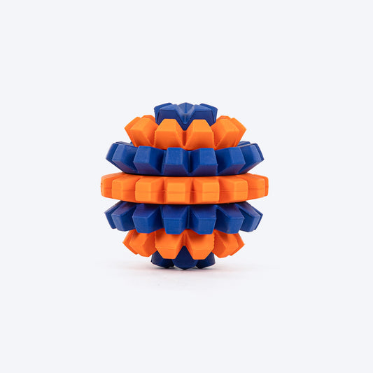 HUFT Chewtastic Treat Maze Chew Toy For Dog - Orange & Blue - Heads Up For Tails