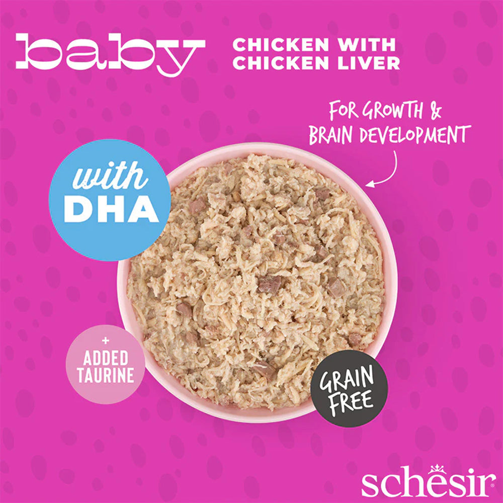 Schesir Baby Chicken With Chicken Liver In Broth Wet Food For Kitten - 70 gm