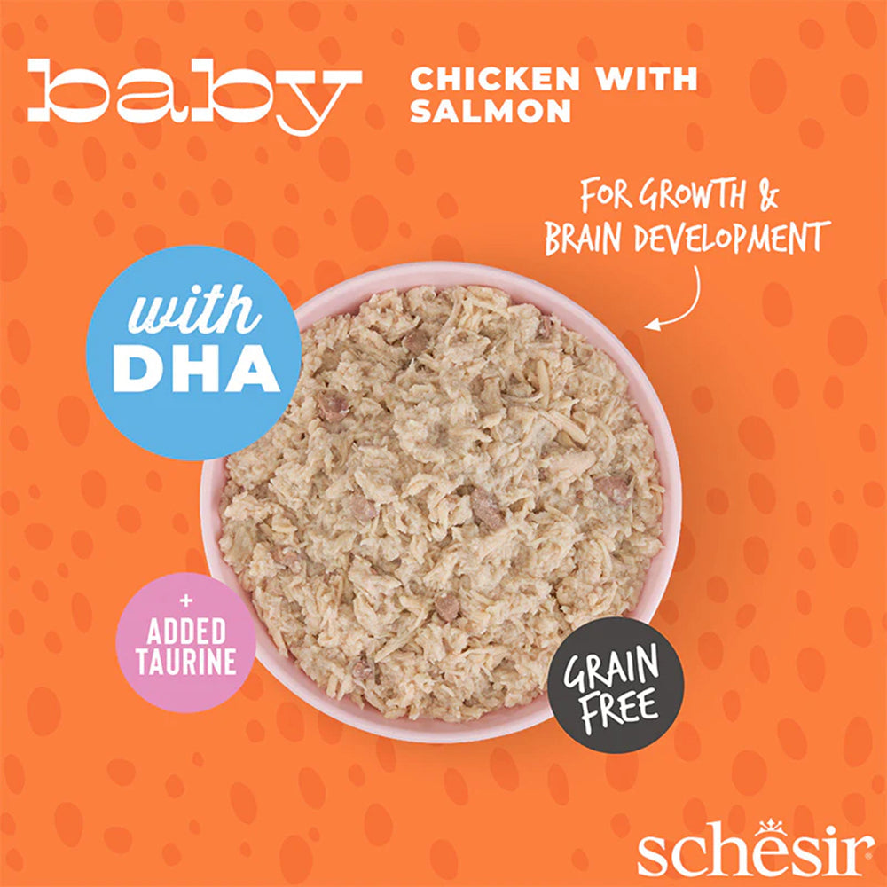 Schesir Baby Chicken With Salmon In Broth Wet Food For Kitten - 70 gm