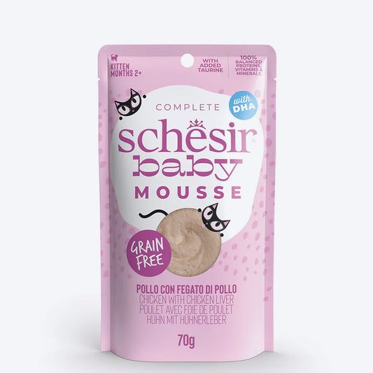 Schesir Baby Mousse Chicken With Chicken Liver Wet Food For Kitten - 70 gm - Heads Up For Tails