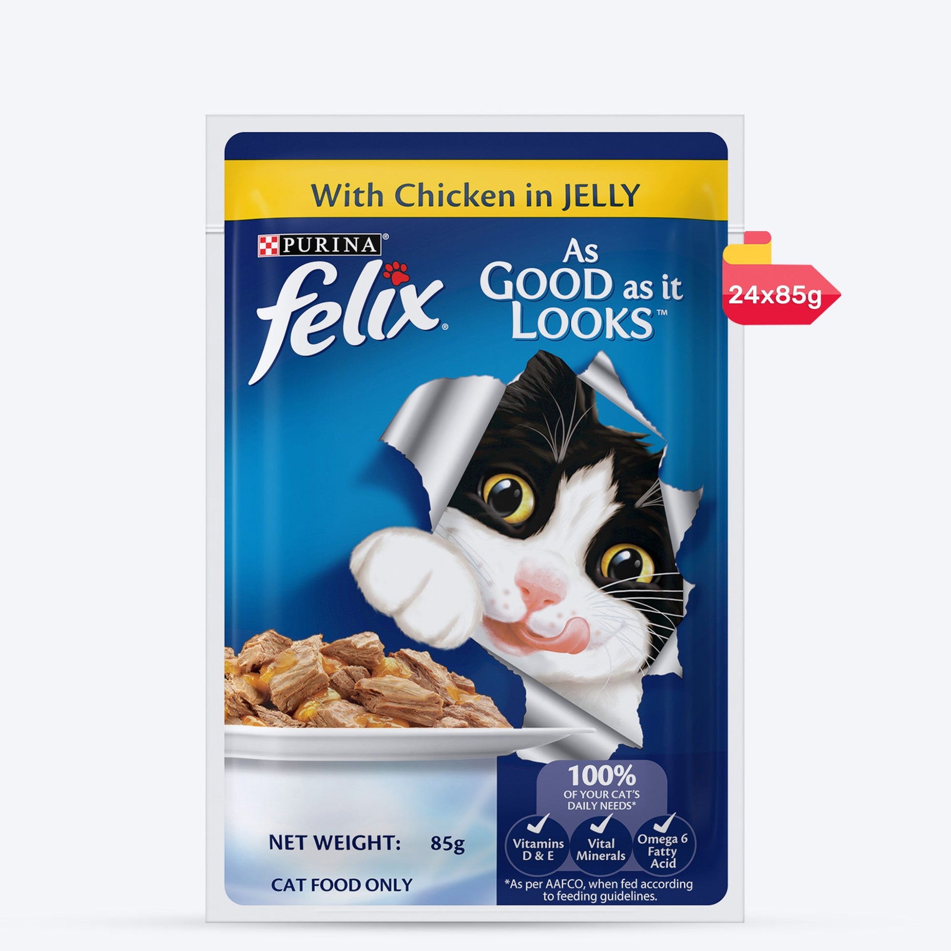 Purina Felix With Chicken In Jelly Kitten Wet Food - 85 g - Heads Up For Tails