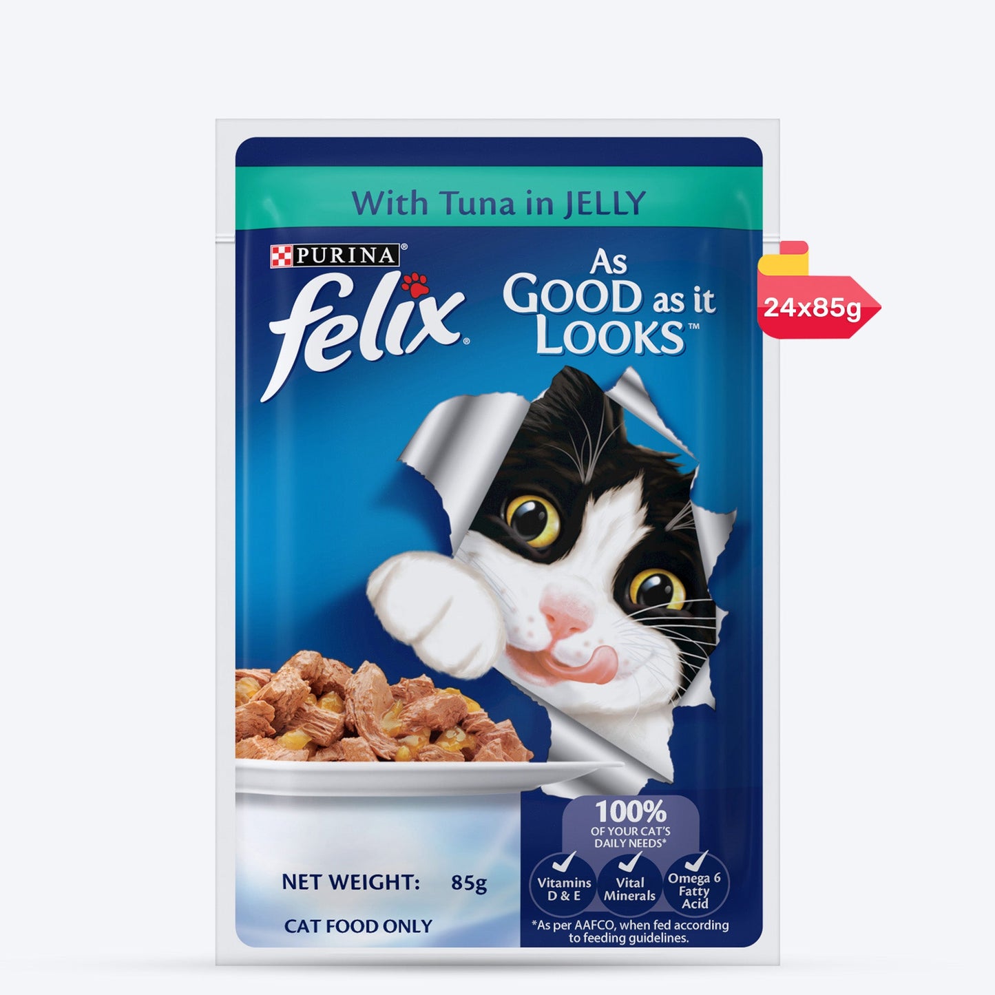 Purina Felix With Tuna In Jelly Adult Cat Wet Food - 85 g - Heads Up For Tails