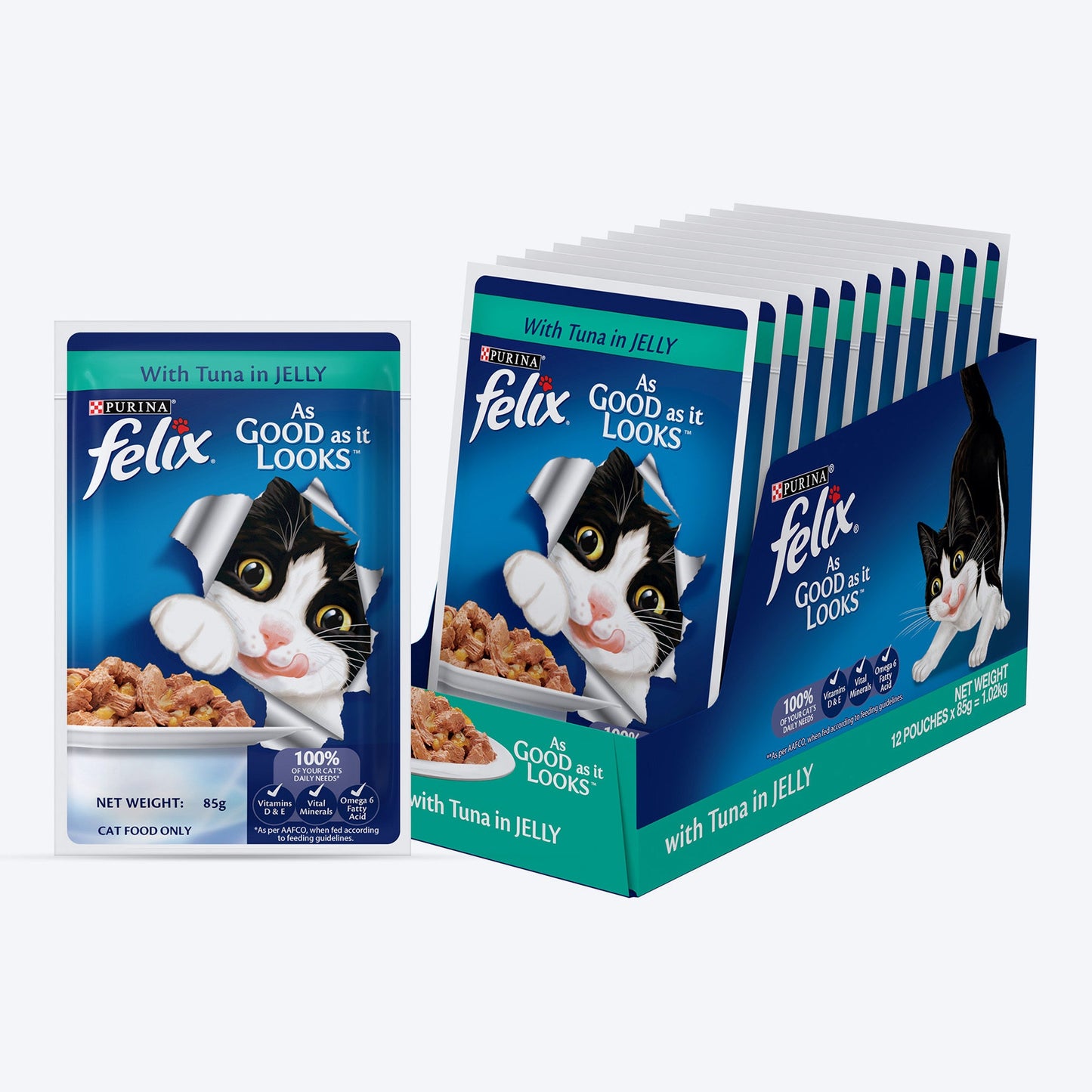Purina Felix With Tuna In Jelly Adult Cat Wet Food - 85 g - Heads Up For Tails