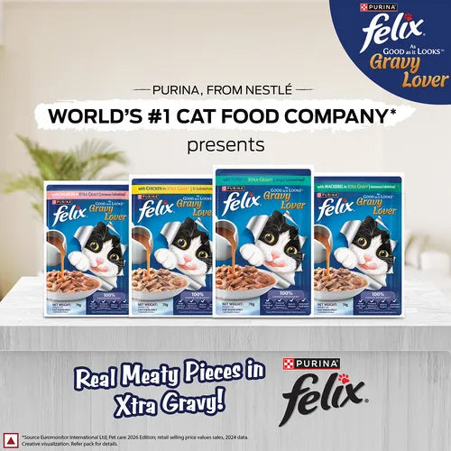 Purina Felix Gravy Lover Tuna Wet Food For Cat - 70 gm - Heads Up For Tails