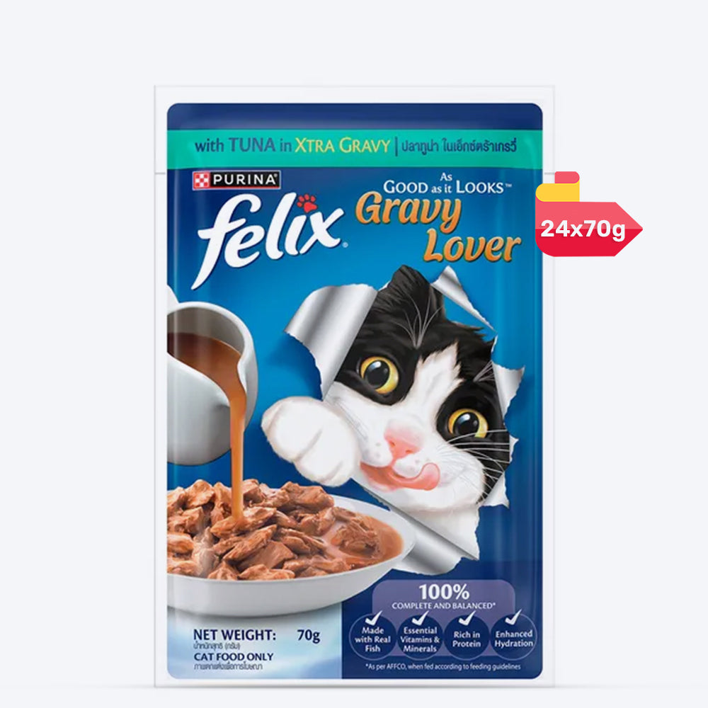 Purina Felix Gravy Lover Tuna Wet Food For Cat - 70 gm - Heads Up For Tails