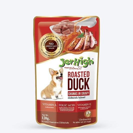 JerHigh Roasted Duck in Gravy Wet Dog Food - 120 g packs - Heads Up For Tails