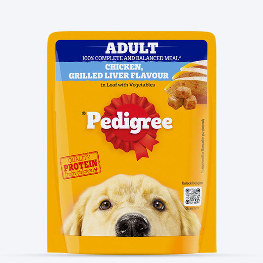 Pedigree Chicken Grilled Liver In Loaf With Vegetables Adult Dog Wet Food - 70 gm Packs - Heads Up For Tails