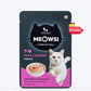 Meowsi by HUFT Tuna & Chicken in Mousse Cat Wet Food, 80 gm, features a cat graphic and a bowl of mousse on the packaging.