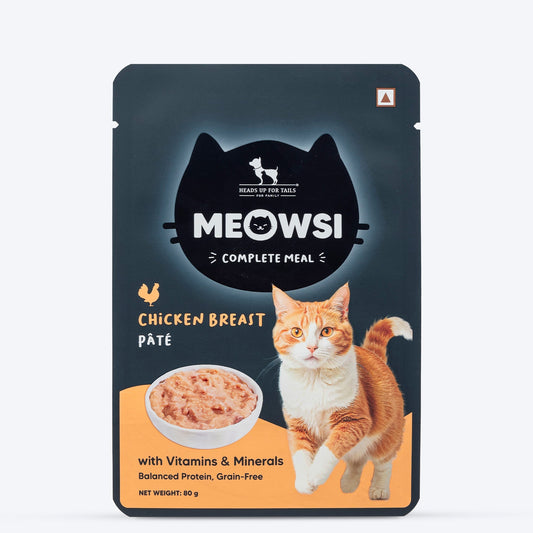 Meowsi by HUFT Chicken Breast p¢t© Cat Wet Food, 80 gm, grain-free, with vitamins and minerals for balanced nutrition.