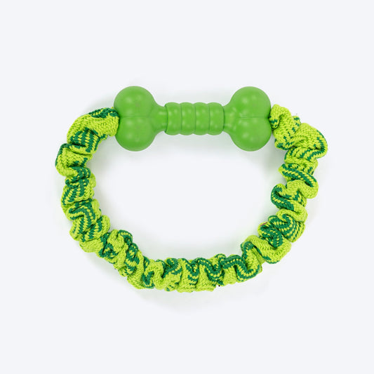 HUFT Tuggables Pull & Play Bungee Rope Toy For Dog - Light Green - Heads Up For Tails