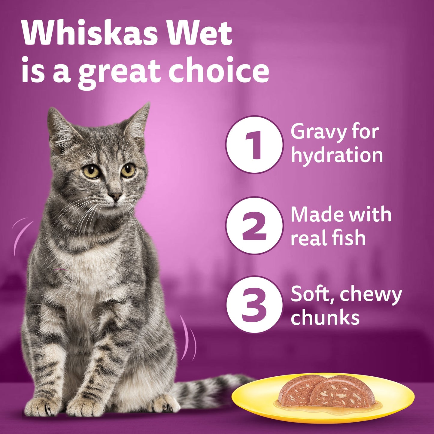 Whiskas Tuna And White Fish Wet Food For Adult Cat - 80 gm - Heads Up For Tails