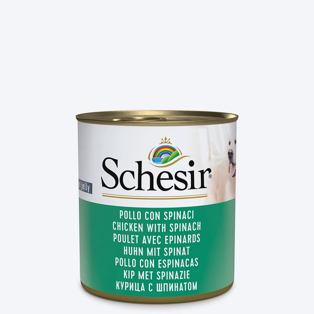 Schesir 45% Chicken with Spinach Canned Wet Dog Food - 285 g - Heads Up For Tails