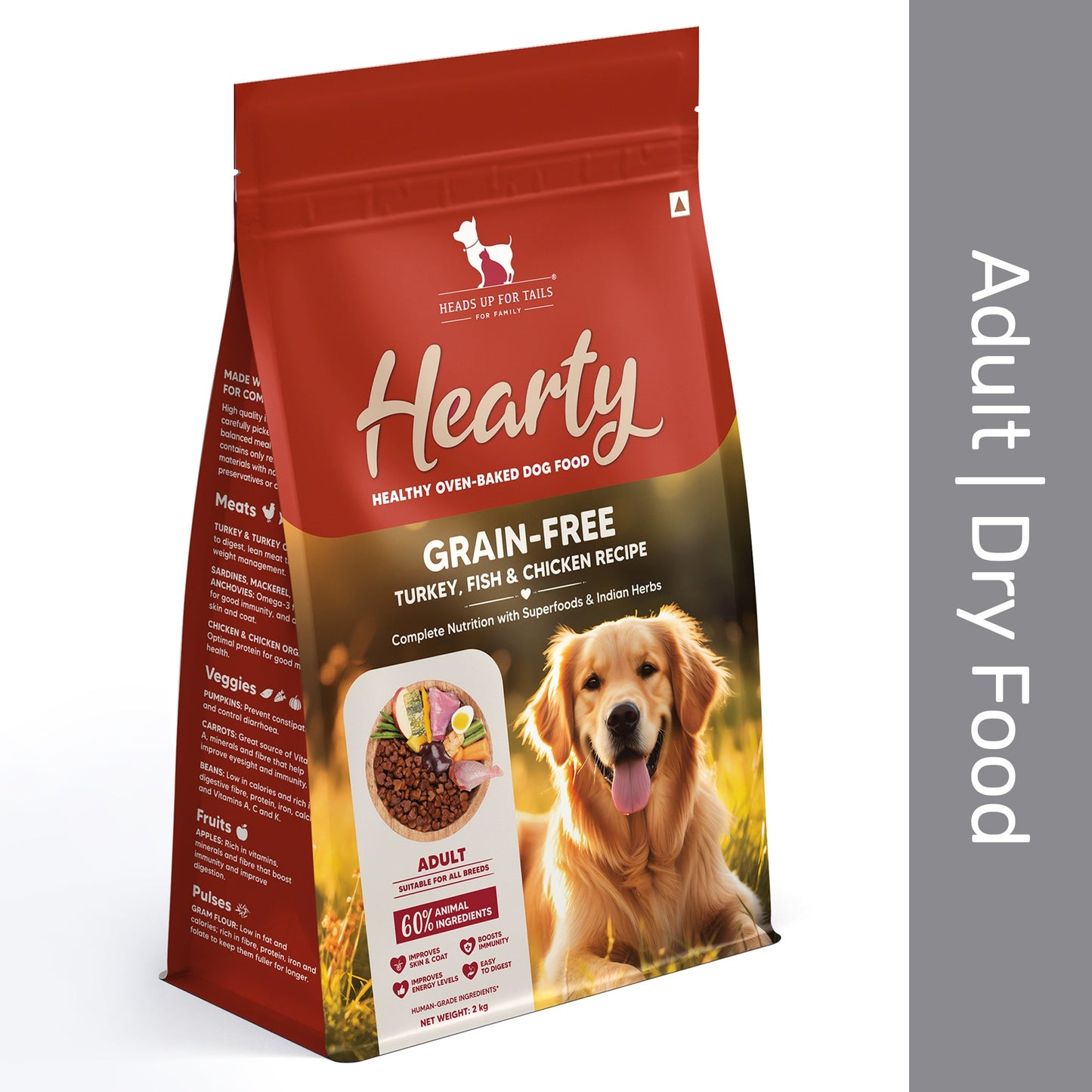 Hearty Grain-Free Adult Dog Food Turkey Fish & Chicken