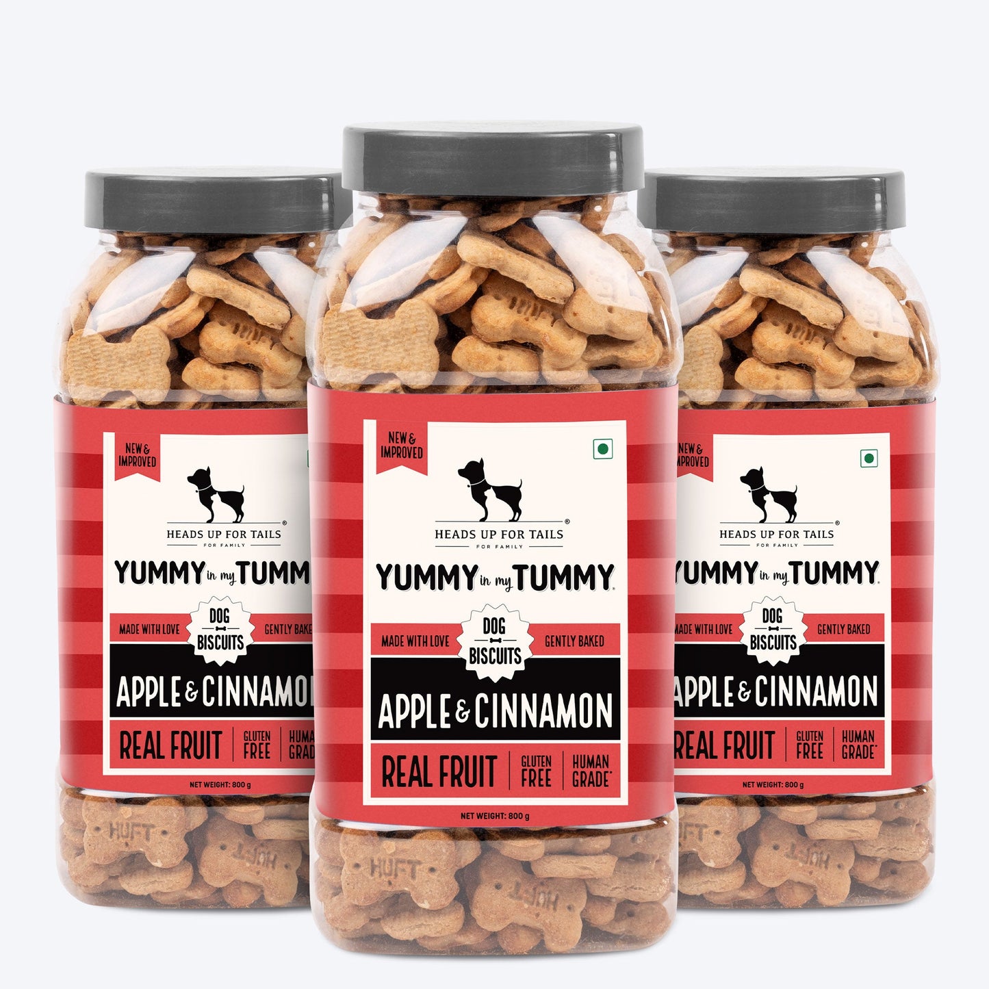 HUFT Yummy In My Tummy Apple & Cinnamon Vegetarian Gluten Free Dog Biscuit - Heads Up For Tails