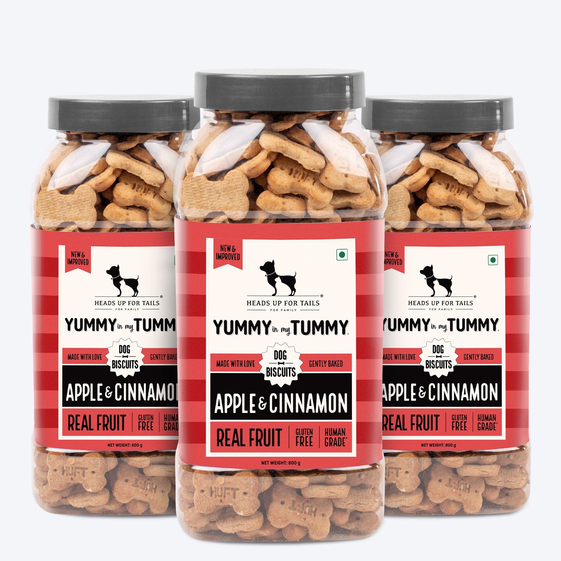 HUFT Yummy In My Tummy Apple & Cinnamon Vegetarian Gluten Free Dog Biscuit - Heads Up For Tails