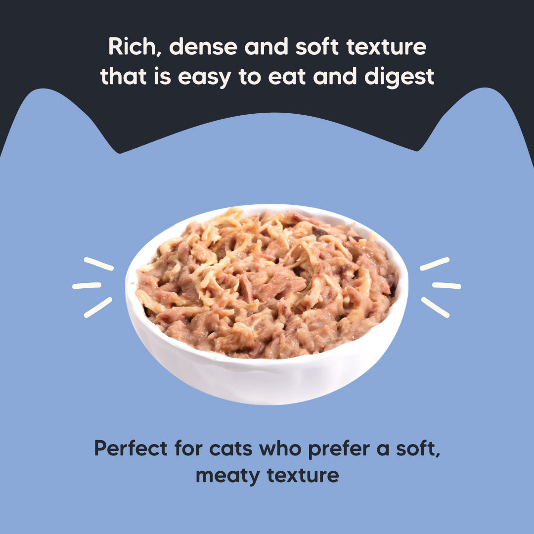 Meowsi by HUFT Tuna & Chicken P¢t© Cat Wet Food, 80 gm, grain-free, with vitamins and minerals for balanced nutrition.