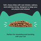 Meowsi by HUFT Catnip with Salmon & Chicken Soft Treats, 50 gm, features a green packaging with a cat graphic.