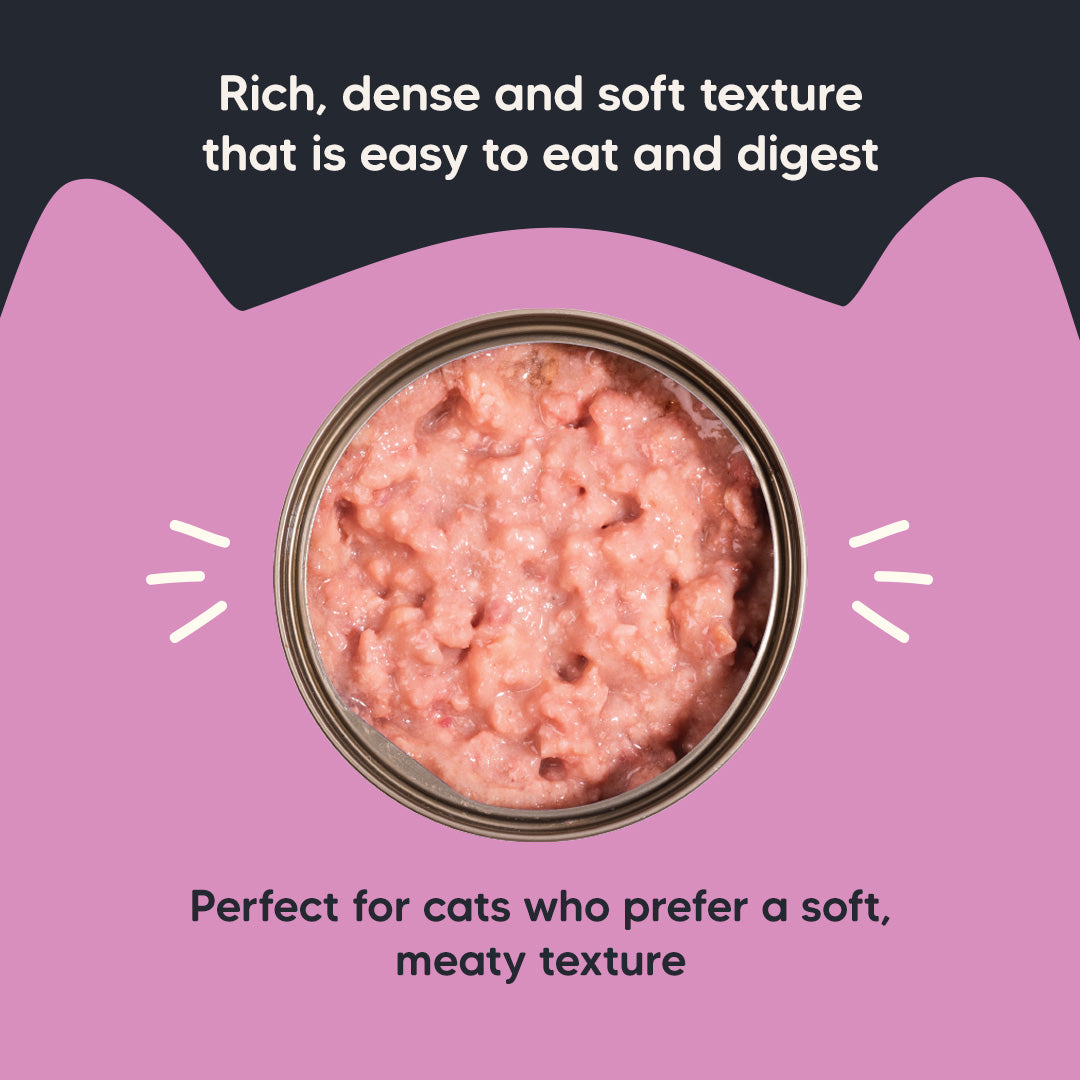Meowsi by HUFT Chicken Breast with Duck p¢t© canned cat food, 80 gm, enriched with vitamins and minerals. Grain-free.