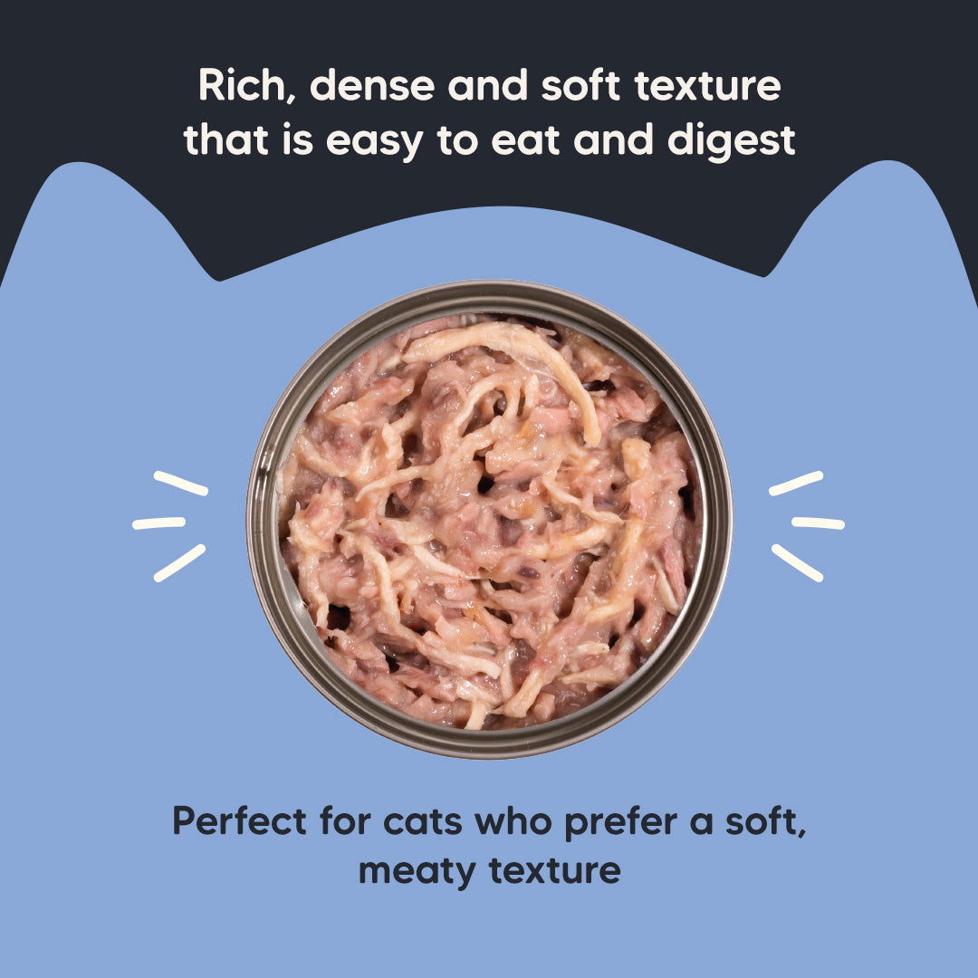 Meowsi by HUFT Tuna & Chicken P¢t© Canned Cat Wet Food, 80 gm, grain-free with vitamins and minerals.